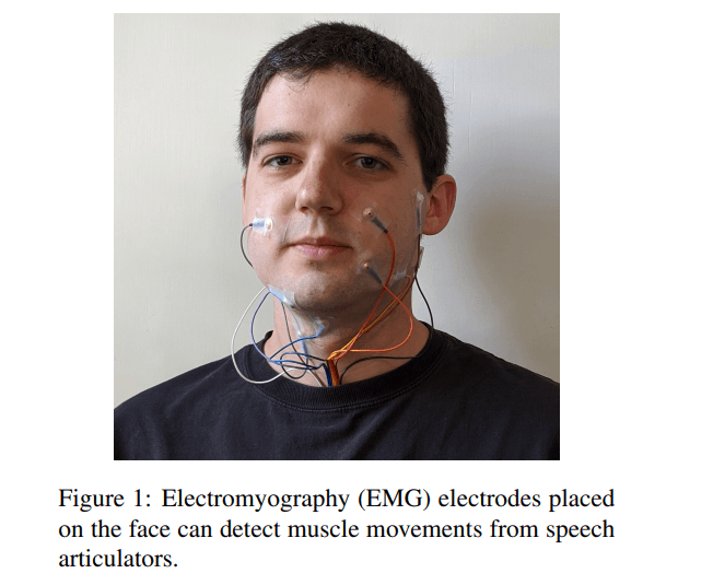 A person holding a smartphone, with digital waveforms and facial movement lines overlaying the screen, illustrating…