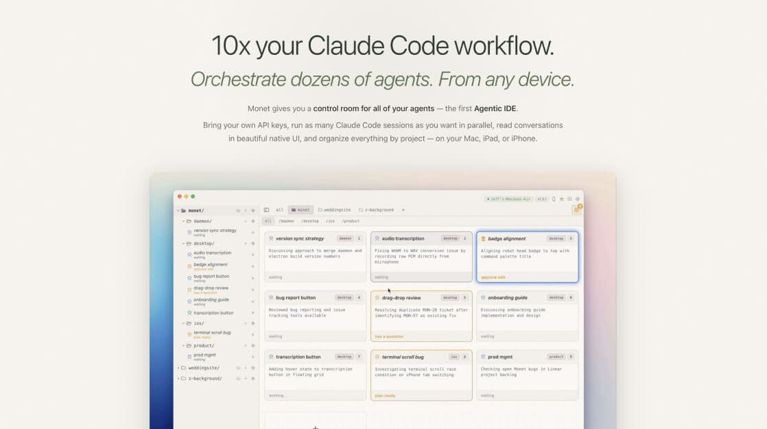 Monet: The Control Room for Managing Dozens of Claude Code Agents