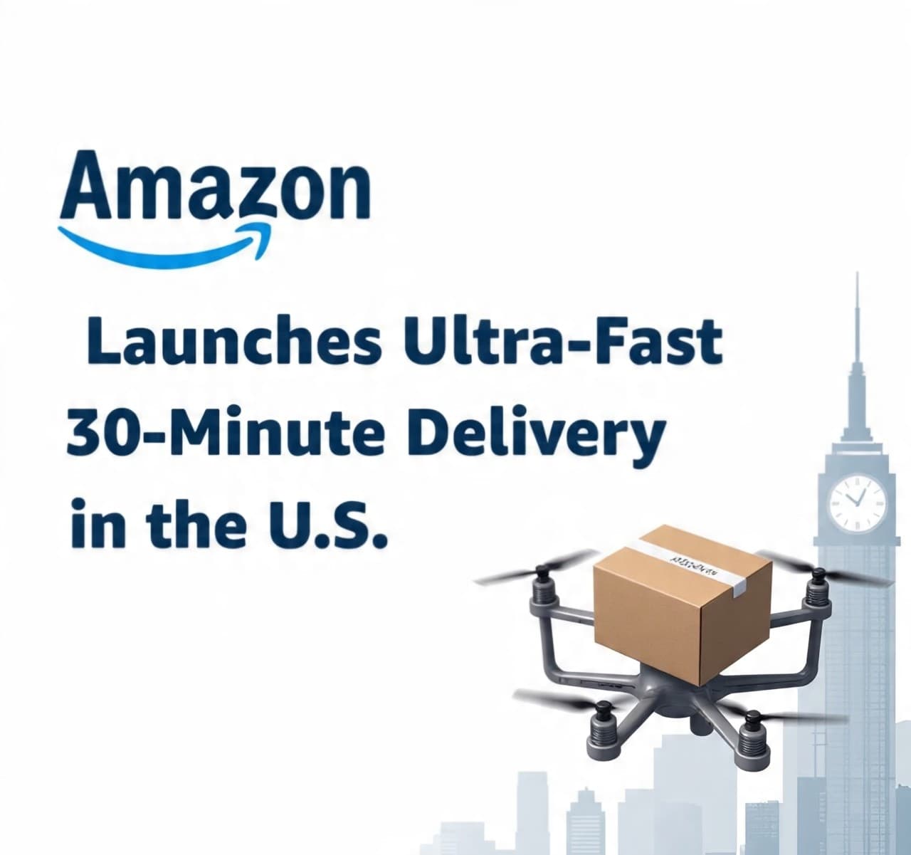 Amazon delivery van parked on a residential street, a driver in blue uniform carrying a small package toward a house…