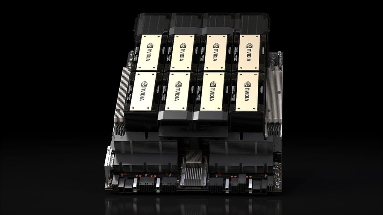 Workers in a data center unboxing Nvidia H200 GPU servers with cooling systems, while a manager reviews a tablet nearby