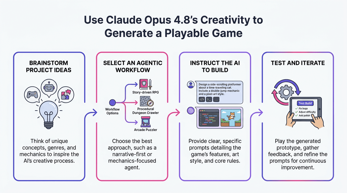 A computer monitor displays a colorful 2D game interface with characters and obstacles, while a developer's hands…