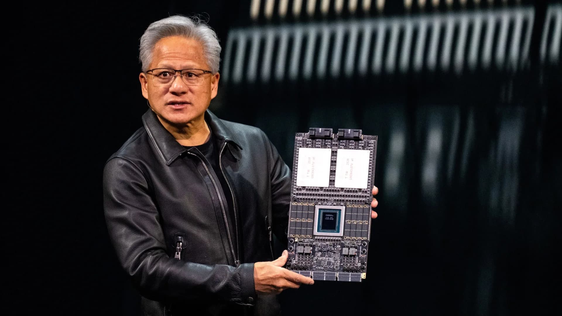 Nvidia's Vera Rubin rack, a large server system with cooling pipes and dense hardware, in a data center setting with…
