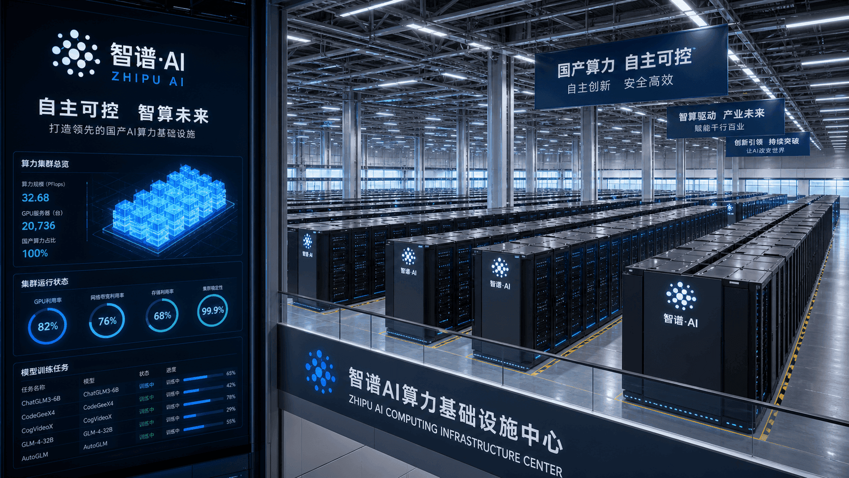 Aerial view of a sprawling data center under construction with rows of server buildings and cooling towers…