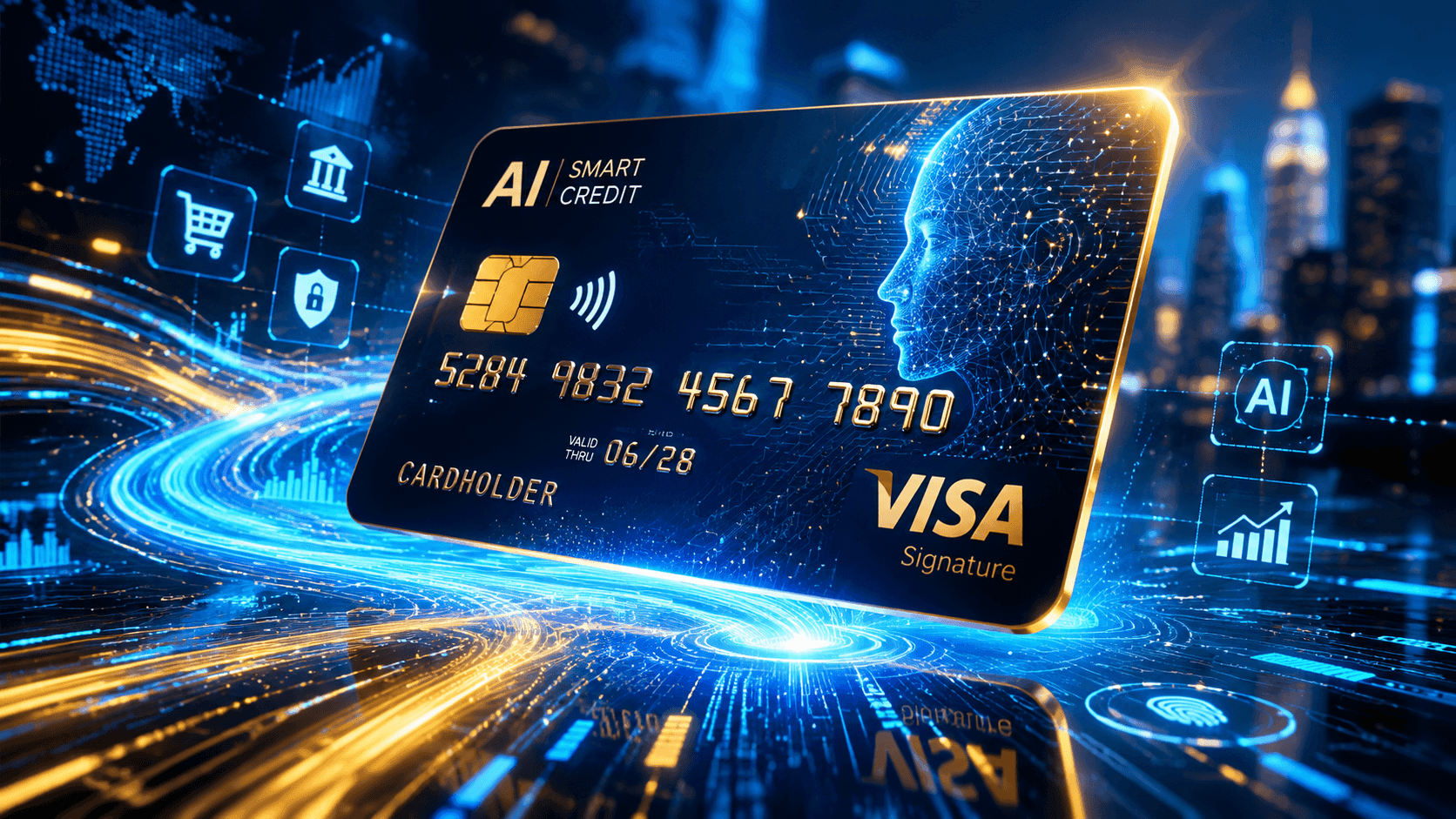 A sleek credit card designed with AI motifs, adorned with the Kimi chatbot logo, held by a hand against a futuristic…