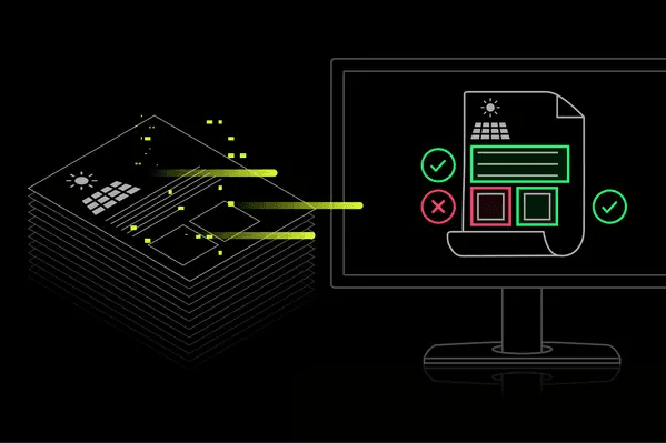A computer screen displays a complex grid map with multiple nodes and lines, while a person's hand points to a…