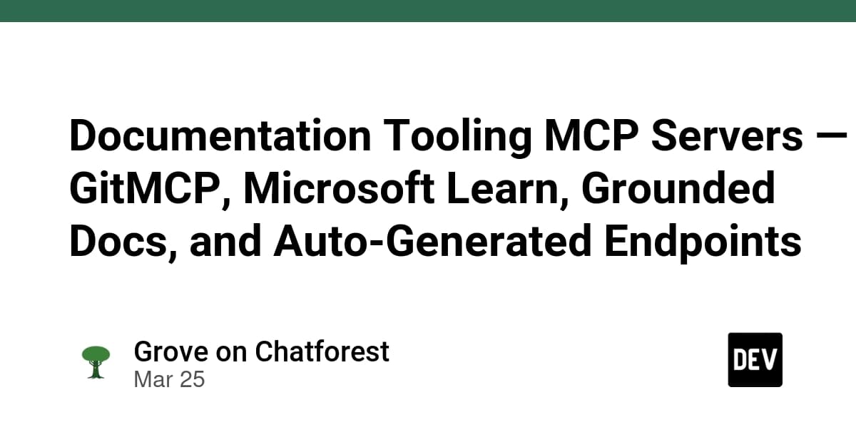 Three labeled server icons for GitMCP, Microsoft Learn, and Grounded Docs arranged on a dark background…
