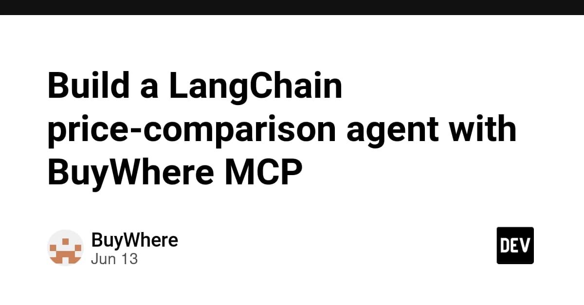 Code editor showing a LangChain agent script for cross-retailer price comparison using the BuyWhere MCP server