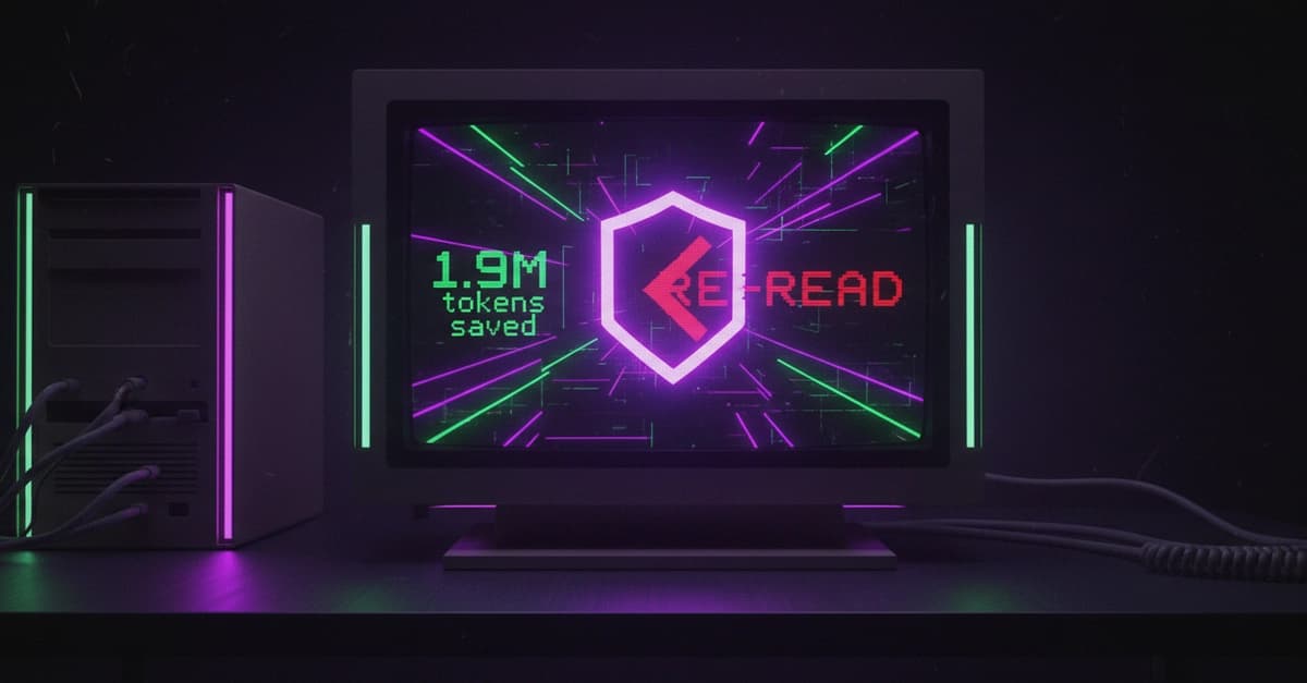 Developer terminal showing Claude Code plugin logs with cache hit metrics and a 8% token savings bar chart