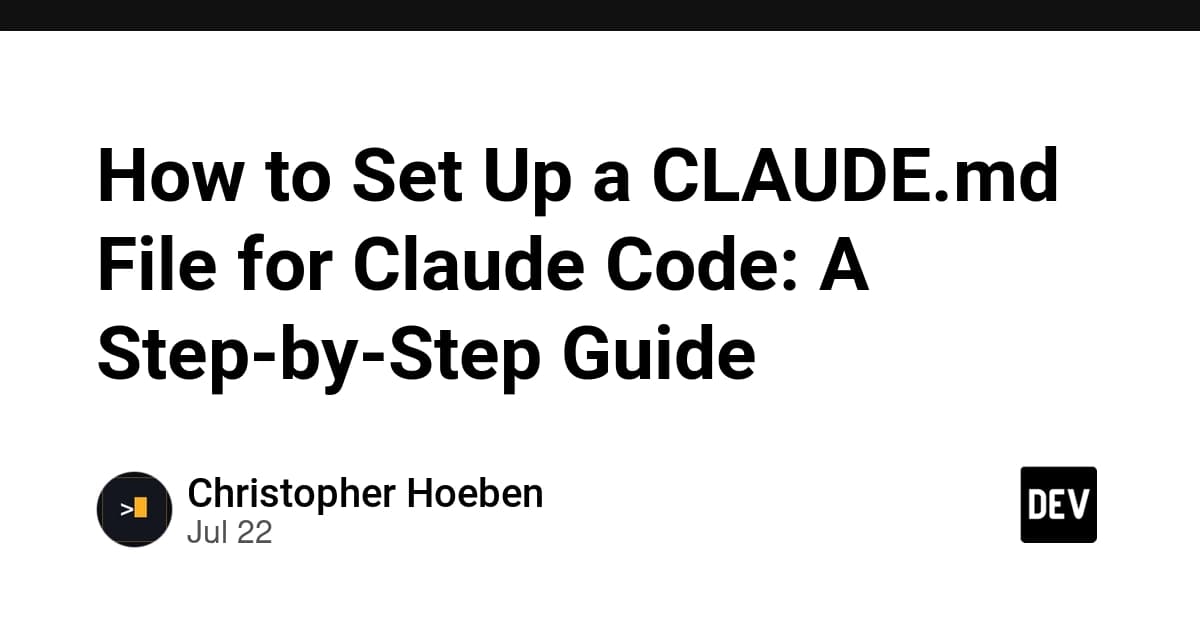 A developer typing code on a laptop with a CLAUDE.md file open in a text editor, surrounded by project folders and…