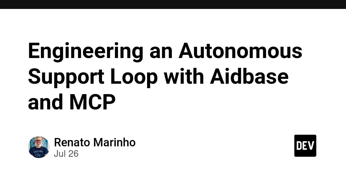 Dashboard interface of Aidbase MCP showing a self-healing support loop with automated ticket resolution and…