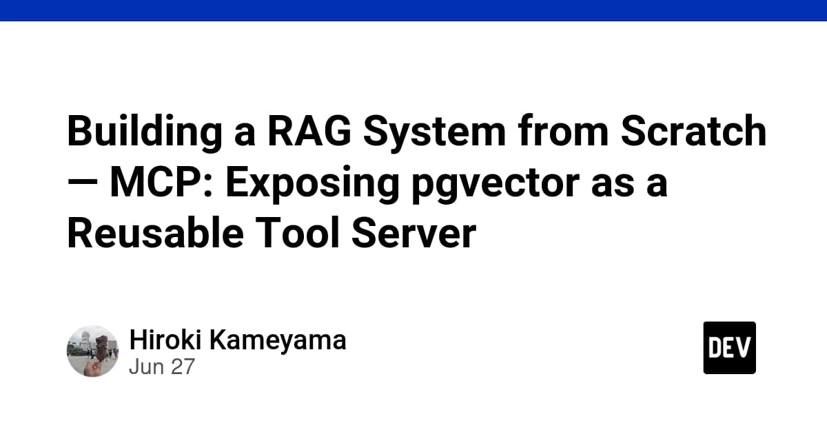 Developer transforming a hardcoded RAG system into a reusable MCP server, with pgvector database and code editor…
