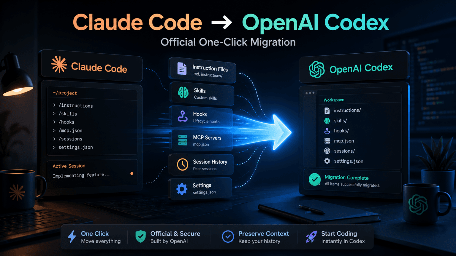 A developer's terminal and a 3D model of a mechanical part on screen, with code from Claude Code and OpenAI Codex…