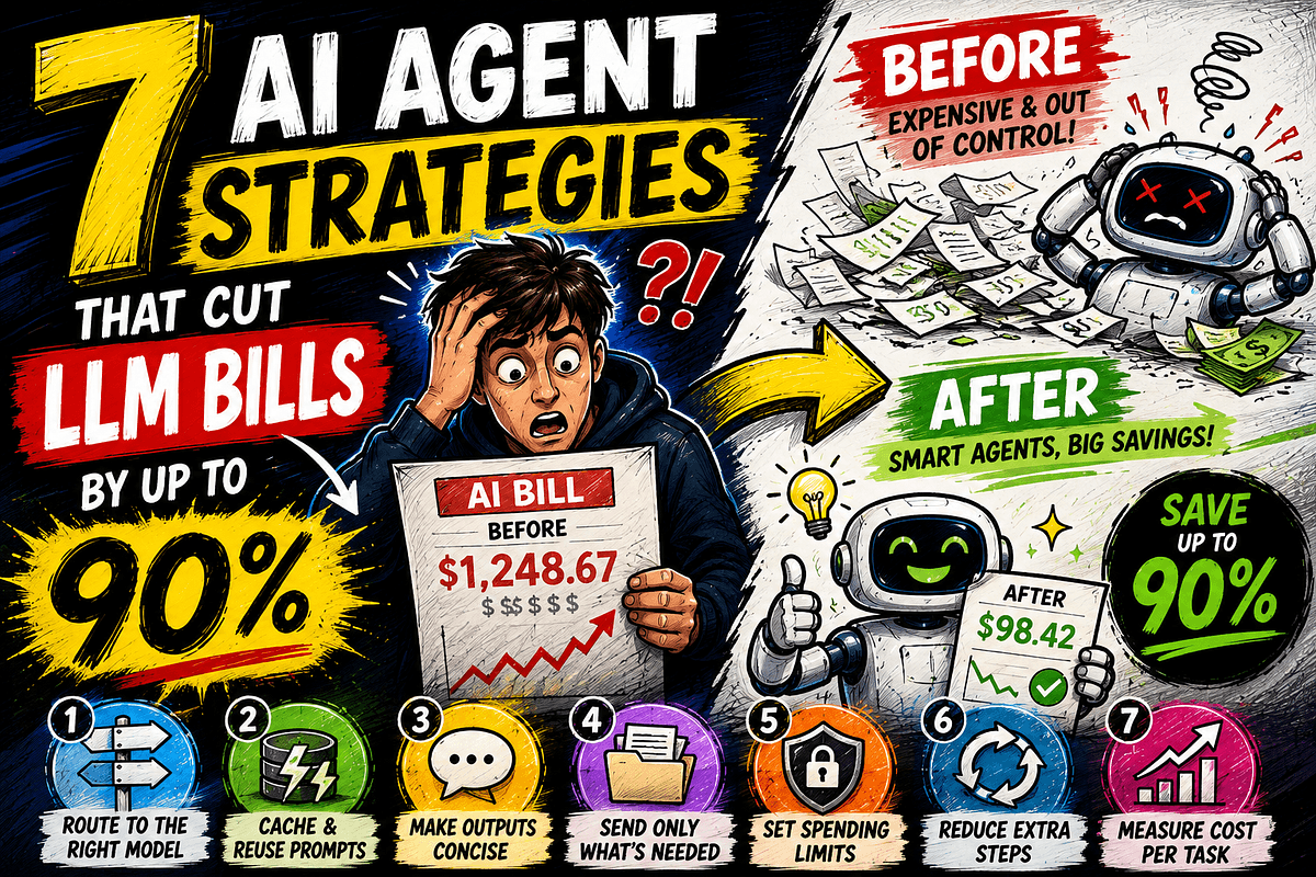 A bar chart titled 'Inference Cost' shows a steep downward arrow from $100 to $10, with a robot icon and dollar…