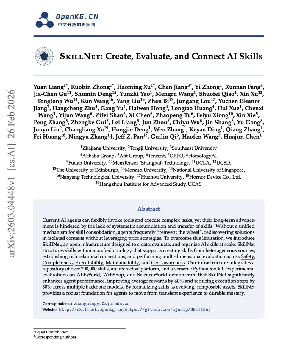 SkillNet: The First Systematic Framework for Creating and Evolving AI Agent Skills