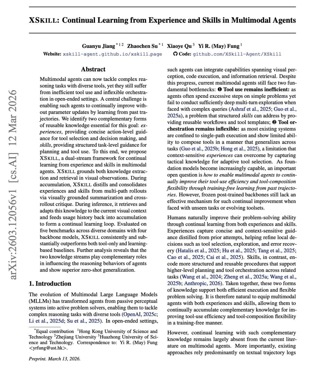 XSkill Framework Enables AI Agents to Learn Continuously from Experience and Skills