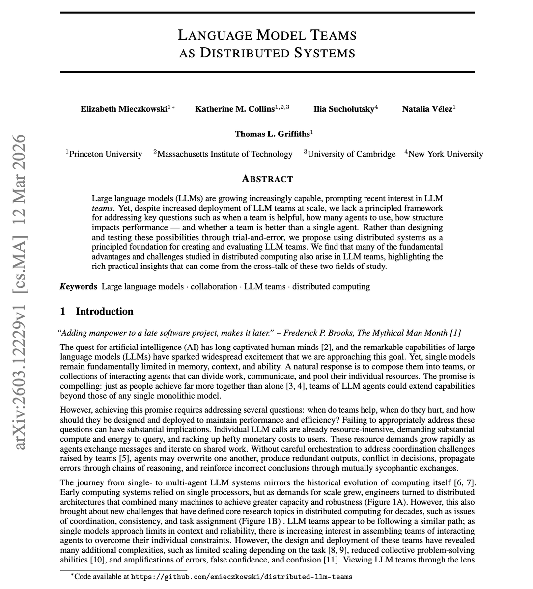 Researchers Apply Distributed Systems Theory to LLM Teams, Revealing O(n²) Communication Bottlenecks