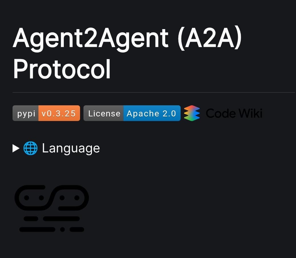 Two AI agent icons, one blue and one orange, connected by a glowing network link representing the A2A protocol for…