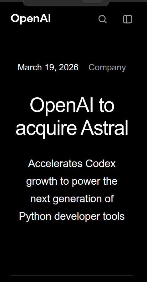 OpenAI Acquires Developer Tooling Startup Astral, Maker of Ruff and uv