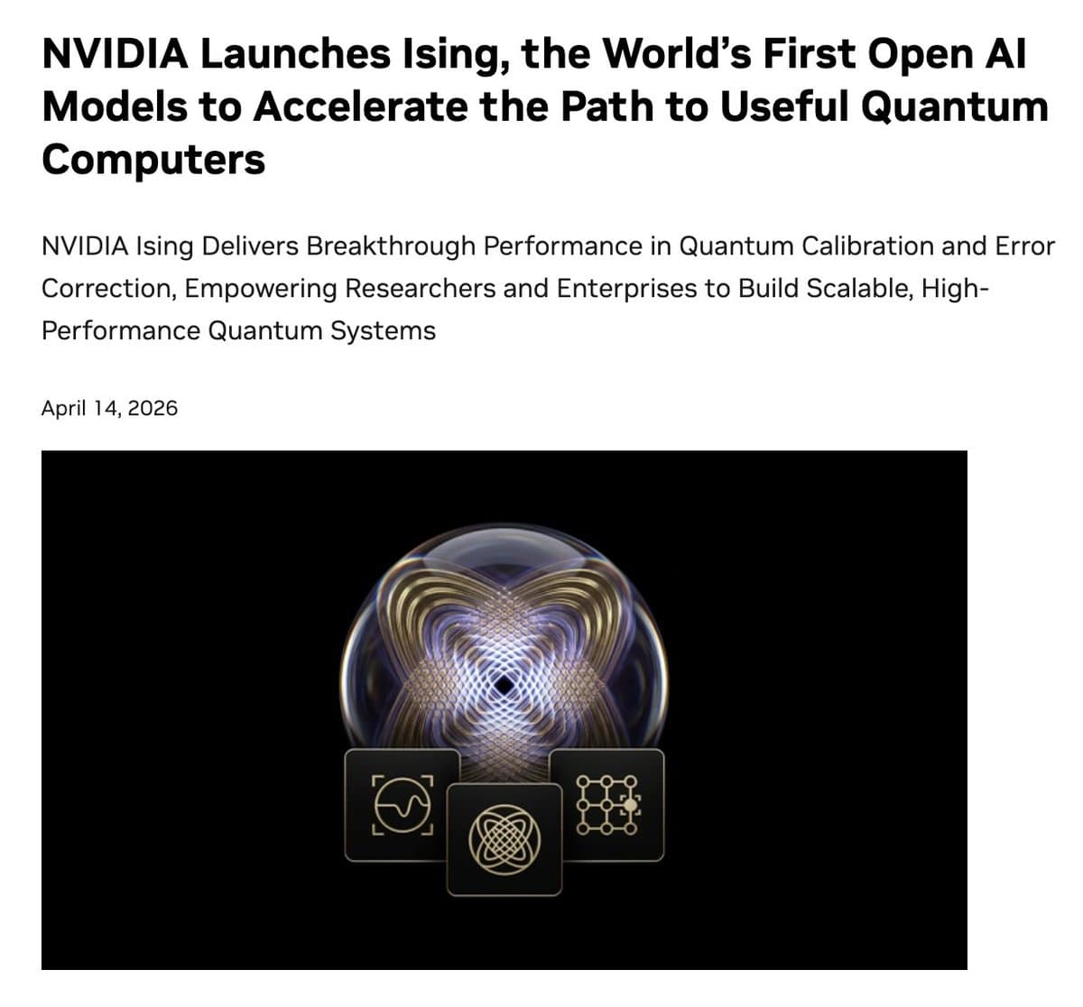 NVIDIA Ising AI OS Cuts Quantum Calibration from Days to Hours