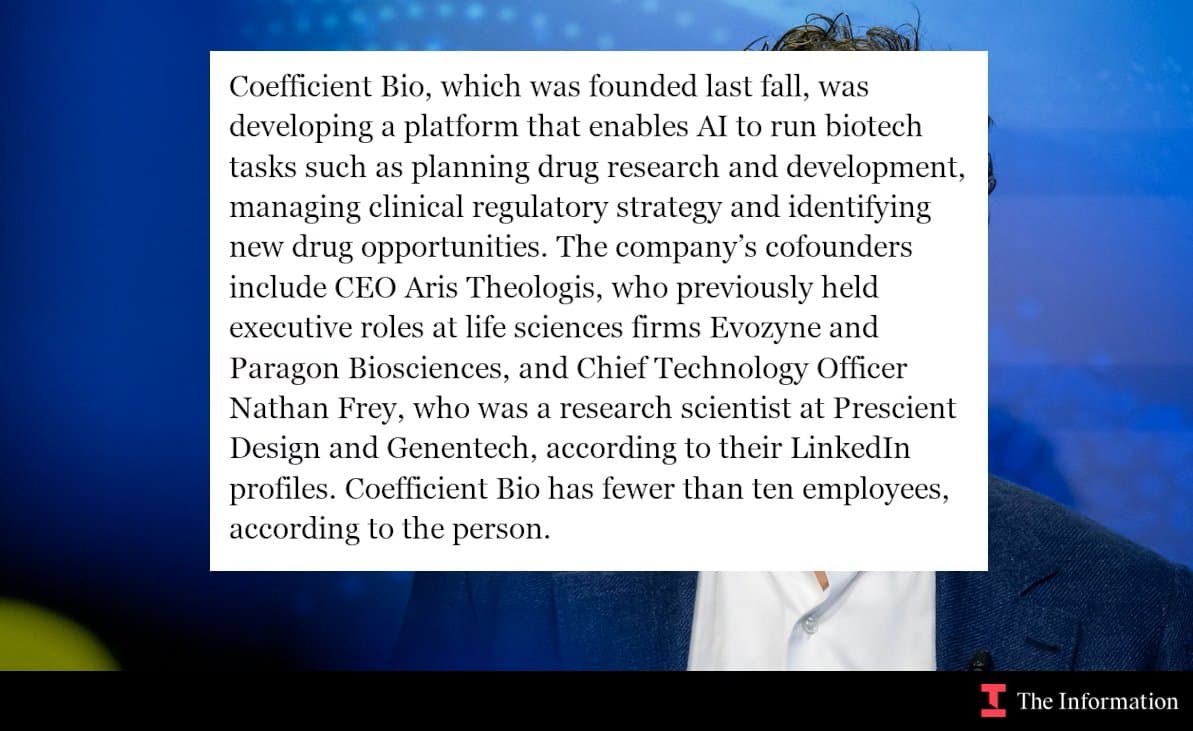 Anthropic Acquires AI Biotech Coefficient Bio for ~$400M to Build 'Virtual Biologist'
