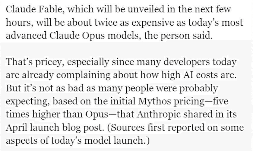 Anthropic CEO Dario Amodei stands at a podium unveiling Claude Fable, a new AI model, with a holographic display…