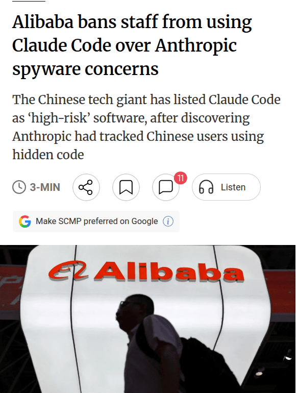 Alibaba Blocks Claude Code After Anthropic’s Tracking Experiment