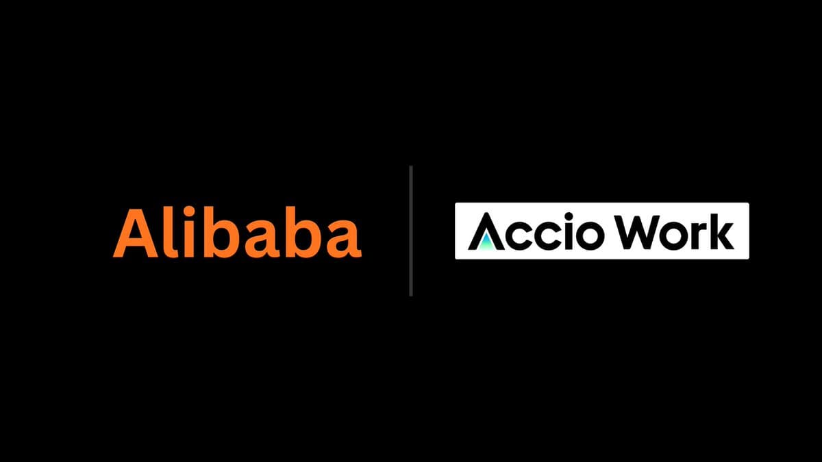 Alibaba Accio Work AI agent interface displaying supplier search results and price negotiation tools on a laptop screen