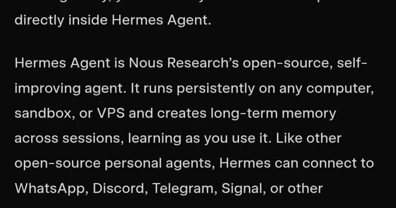 xAI dashboard showing Hermes Agent interface with SuperGrok integration, OAuth login button, and Grok 4.3 model selector