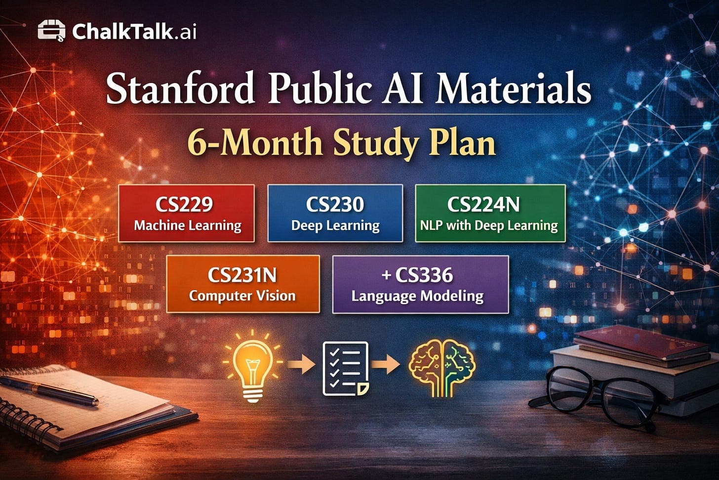Two instructors present AI agent diagrams on a lecture slide in a Stanford classroom, with students visible in the…