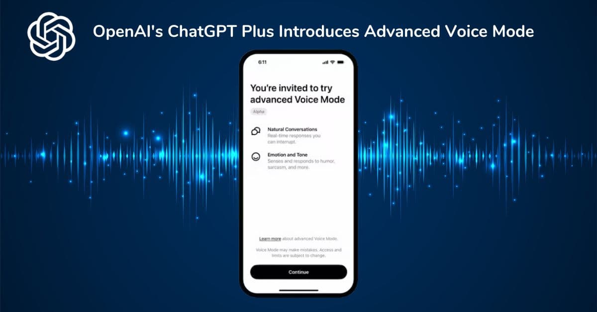 Person speaking into smartphone with ChatGPT app open, audio waveform on screen indicating voice interaction