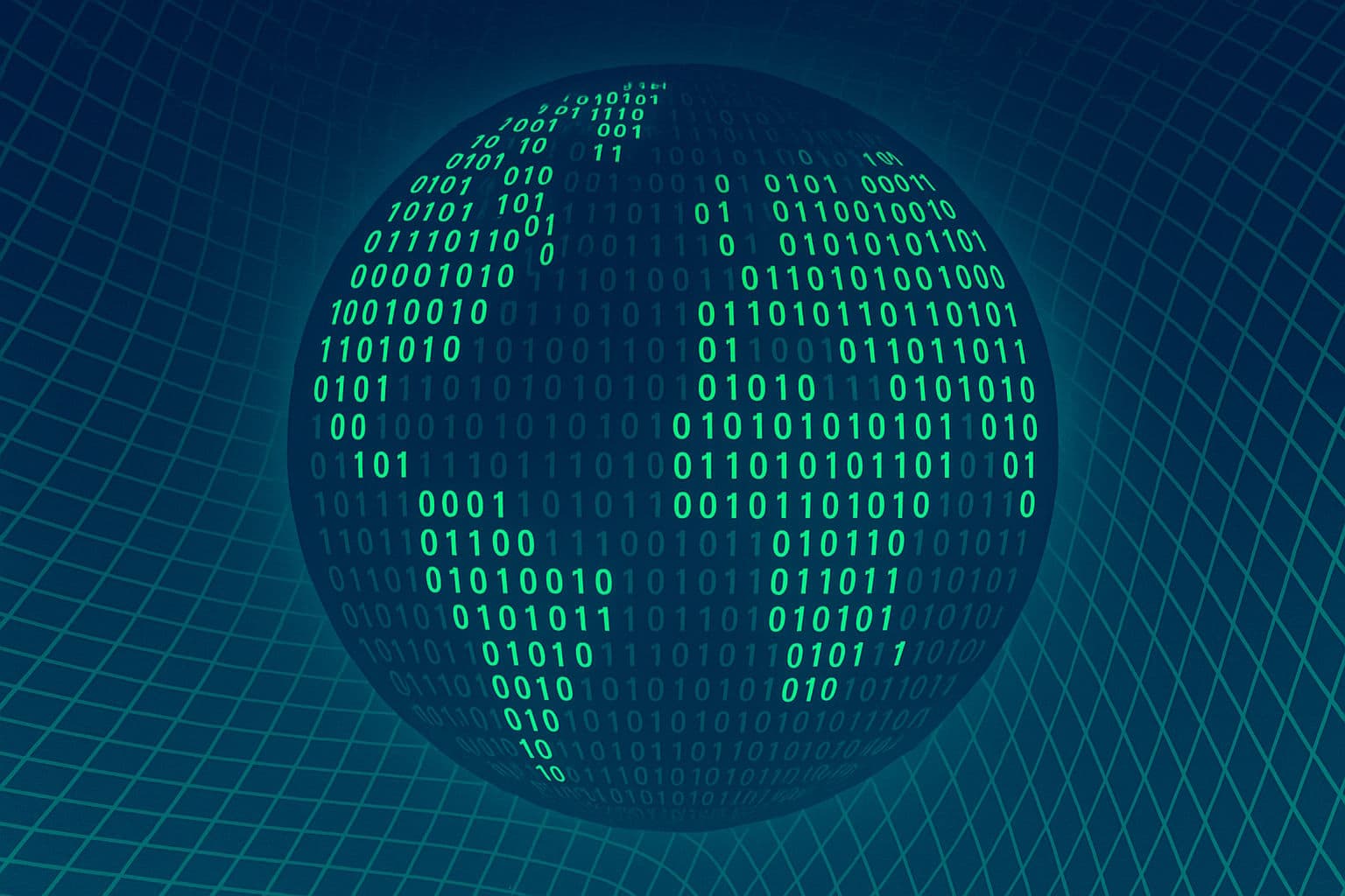 Binary code globe surrounded by logos of Amazon, Nvidia, and AMD, symbolizing investment in 3D world modeling startup