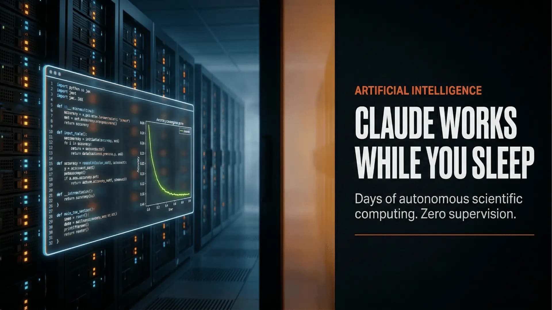 Developer using Claude Code in long-running mode to execute a scientific data analysis script, with terminal windows…