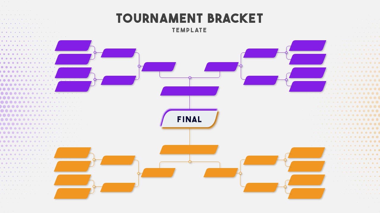 A double-elimination tournament bracket diagram with branching lines and rectangular slots, representing the…