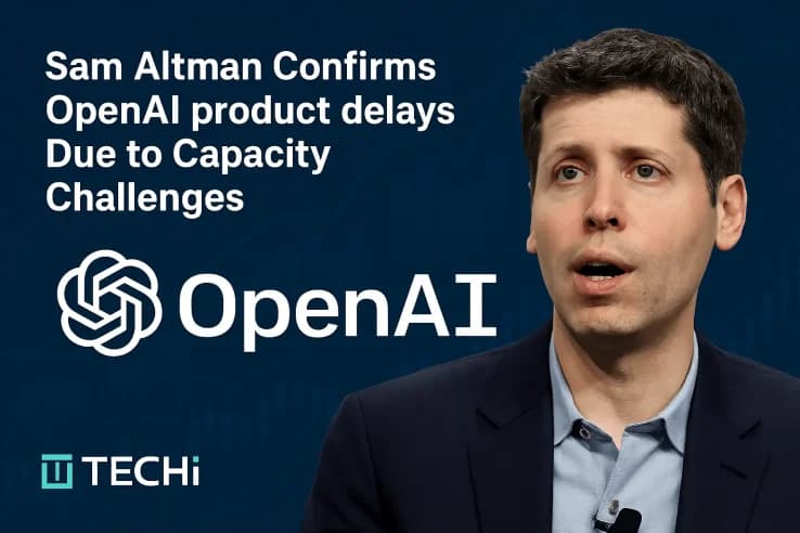 Sam Altman speaking in an interview, gesturing while discussing OpenAI's acquisition strategy blending product and…